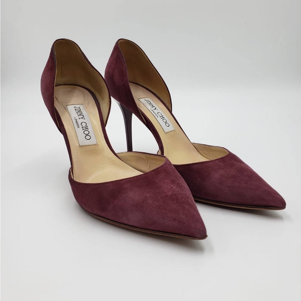 Jimmy Choo Maroon Suede Pointed Toe Pump Size 38.5